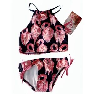 NWT Kanu Surf Black/Pink Flamingo Tankini sz 3T Girls